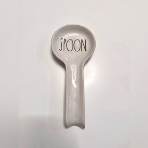 Rae Dunn by Magenta White Ceramic Spoon Rest with “Spoon” on it